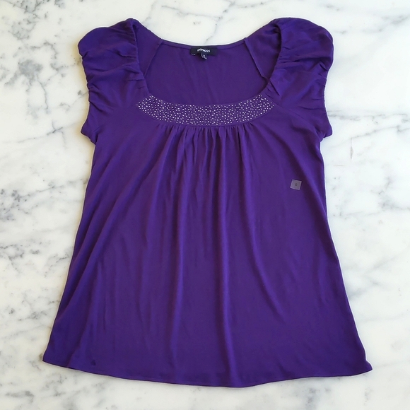 NWOT. Express Cotton and Modal Front Sparkle Design Sleeveless Top. - Picture 3 of 4